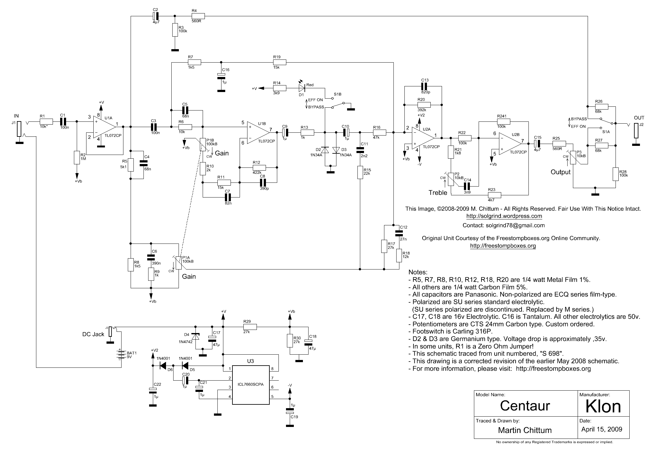 [HSC] K2 project Klon-centaur-schematic